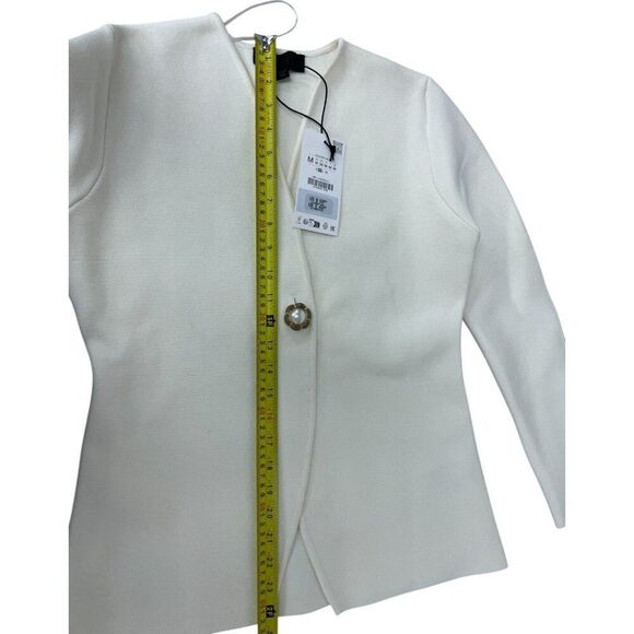 Zara Womens Sweater Size M Ivory Smooth Knit Cardigan Vneck Casual 4192/005 NWT - Picture 11 of 13